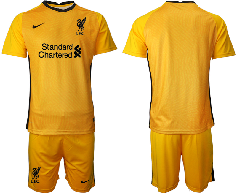 2021 Men Liverpool yellow goalkeeper soccer jerseys->liverpool jersey->Soccer Club Jersey
